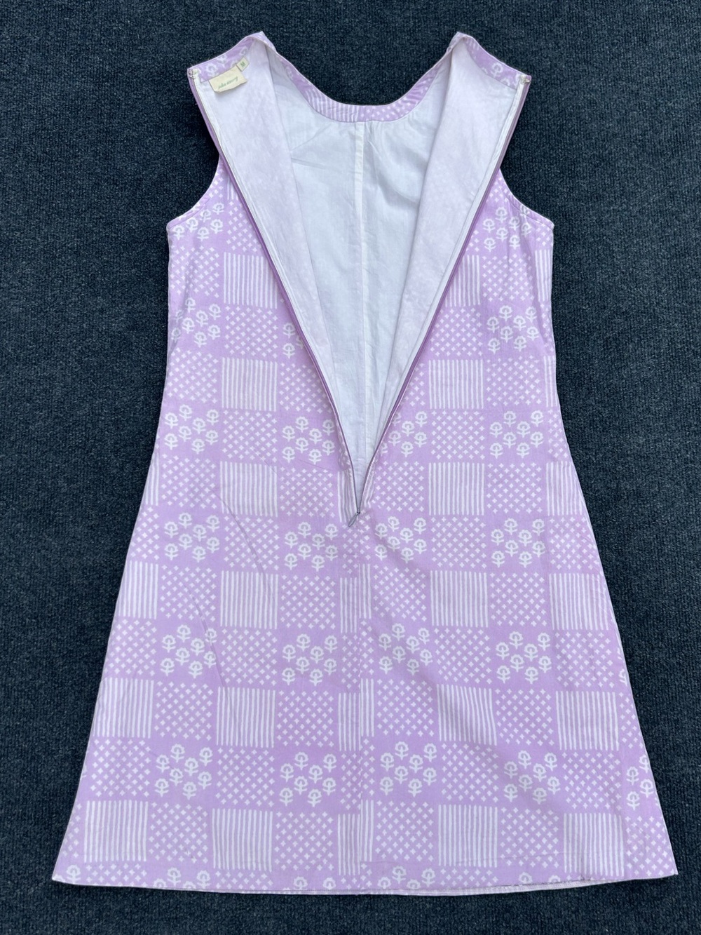 Julia Amory Baby Jane Sleeveless Cotton Dress in Lilac Patchwork Print Medium - Picture 5 of 15